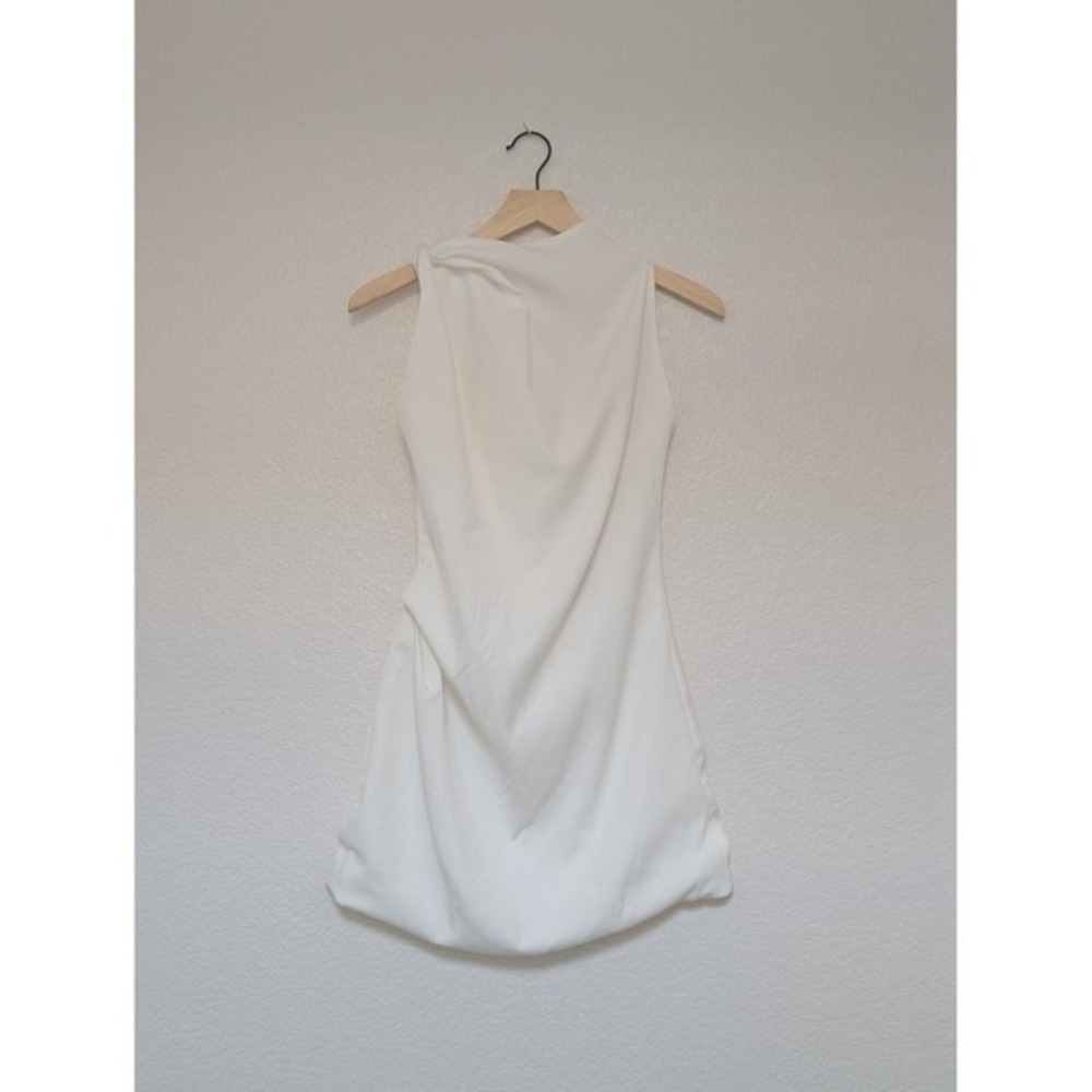 PrettyLittleThing White Draped Halter  Mini Dress Size 6
